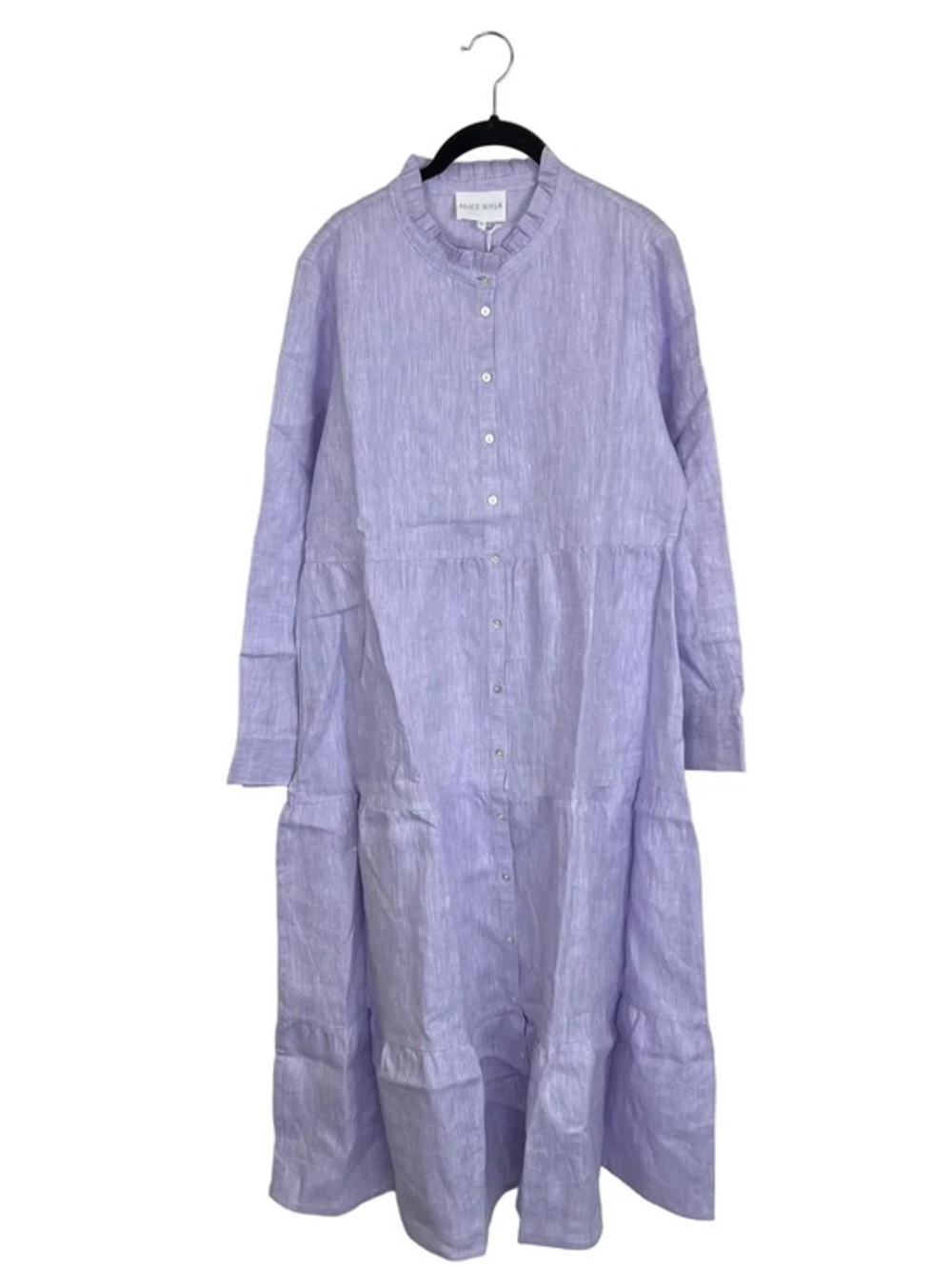 Alice Walk Lavender Button-Front Tiered Linen Dress Small NWT $296